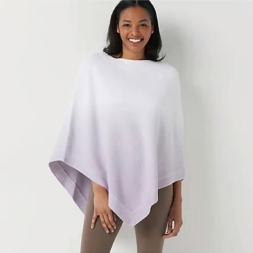 NEW Barefoot Dreams CozyChic Ultra Lite Ombre Poncho Soft Violet White Wrap OS - Picture 9 of 9